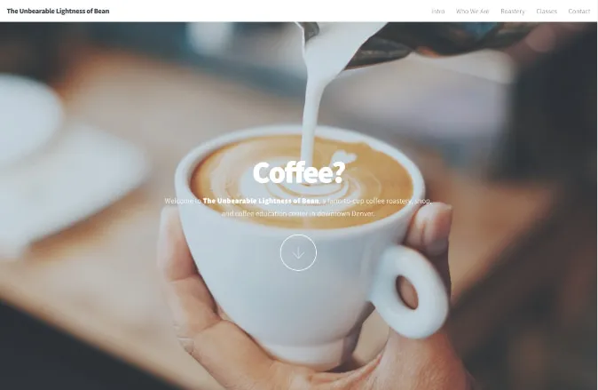 coffee shop website
